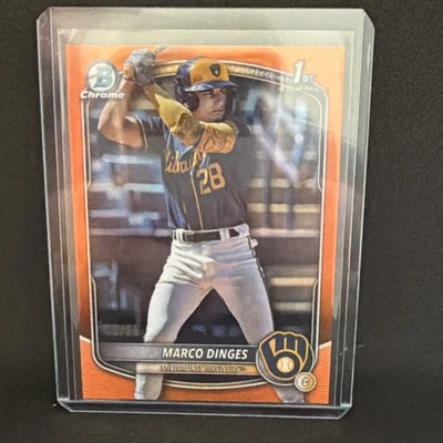 Marco Dinges 2025 1st Bowman Chrome True Orange Refractor #BCP-183 Brewers /25 - Image 1 of 4