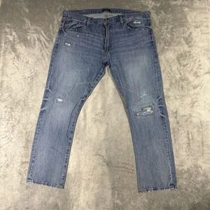 Polo Ralph Lauren Jeans Mens 40X32 Varick Slim Straight Distressed Patchwork - Picture 1 of 11