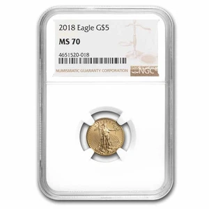 2018 1/10 oz American Gold Eagle MS-70 NGC - Picture 1 of 3
