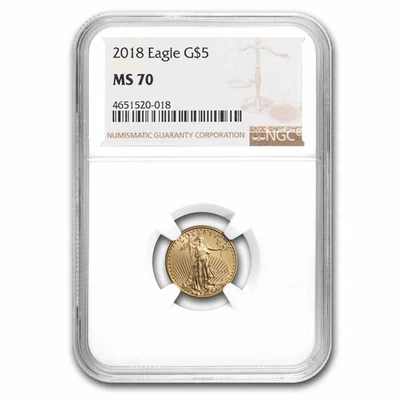 2018 1/10 oz American Gold Eagle MS-70 NGC - Image 1 of 3