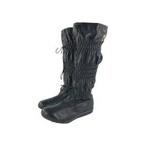 Sorel Firenzy Leather Tall Boots Size 7.5 Black Rubber Soles Warm Winter Boot - Picture 1 of 12