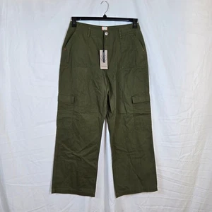 River Island Women's Khaki Green Wide Leg Relaxed Cargo Utility Pants 14R NWT - Picture 1 of 9