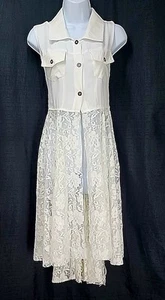 Vestido falda larga de encaje abierto sin mangas Origami by Vivien top plumero para mujer L/XL - Imagen 1 de 18