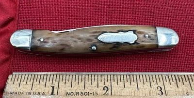 Vintage 3.5” Bone High Carbon Steel 3 Blade Pocket Knife  - Image 1 of 4