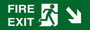 Down Right Arrow Green Fire Exit Signage Acrylic Vinyl Sign Sticker Safety - Picture 1 of 1