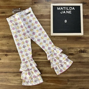 NWT Matilda Jane Enchanted Garden Floral Enchantment Ruffle Cream Knit Pants 8 - Picture 1 of 7
