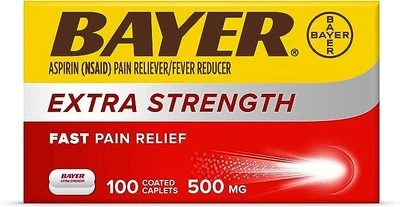 Bayer Extra Strength Aspirin Pain & Fever Relief Coated Caplets 100 Count - Image 1 of 2