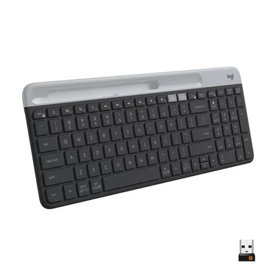 Logitech K585 Multi-Device Slim Wireless Keyboard with Built-in Cradle Graphite - Image 1 of 4