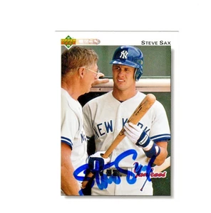 Steve Sax autograph signed 1992 Upper Deck baseball card Yankees - Picture 1 of 1