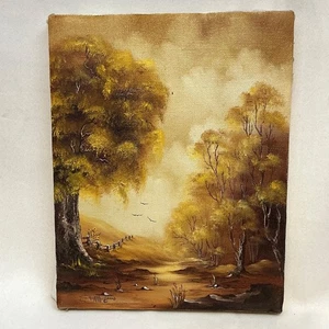 Vintage 70"s 1975 Landscape Oil Canvas Painting Signed Artist Judith Adams - Picture 1 of 8