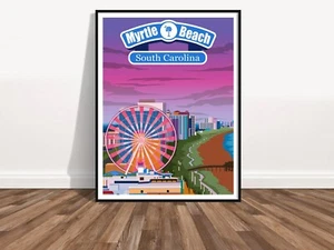 MYRTLE BEACH SOUTH CAROLINA Wall Art Vacation Print Beach Poster - Picture 1 of 8