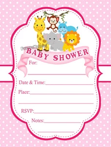 20 JUNGLE SAFARI ZOO BABY SHOWER INVITATIONS W/ENVELOPES - Picture 1 of 1
