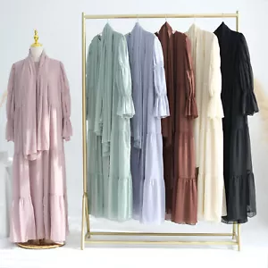 Dubai Women Open Abaya Cardigan Maxi Dress Turkey Islamic Long Robes Ramadan New - Picture 1 of 45