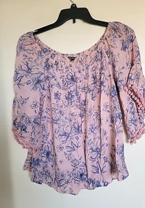 UNIQUE SPECTRUM Women Pink Off of shoulder  top blouse  SIZE 1X - Picture 1 of 3