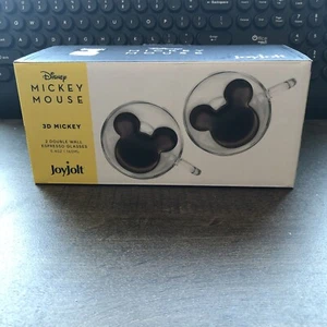 JoyJolt Mickey Mouse 2 Double Wall Espresso Glasses New - Picture 1 of 6