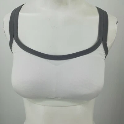Lily Of France Cross Back Sports Bra Size M Lined Padded Mesh Athletic White  - Image 1 of 4