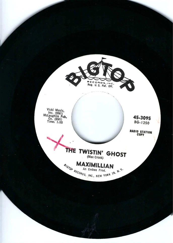 HALLOWEEN/POPCORN INSTR- MAXIMILLIAN- "THE TWISTIN' GHOST"- BIGTOP 3095- PROMO - Image 1 of 2