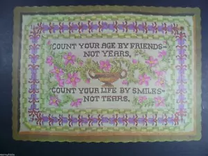 Vintage COUNT YOUR AGE BY FRIENDS NOT YEARS Paper Restaurant Placemat 14" x 10" - Picture 1 of 1