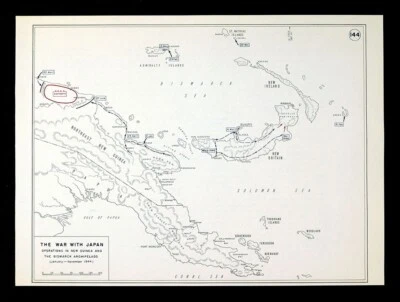 WWII Map 144 Japan War New Guinea Bismarck Achipelago Wewak Raid USAAF WW2 - Image 1 of 2