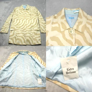 J. McLaughlin Napoli Coat Womens 14 Cream Animal Print Cotton Button Jacket NEW - Picture 1 of 14