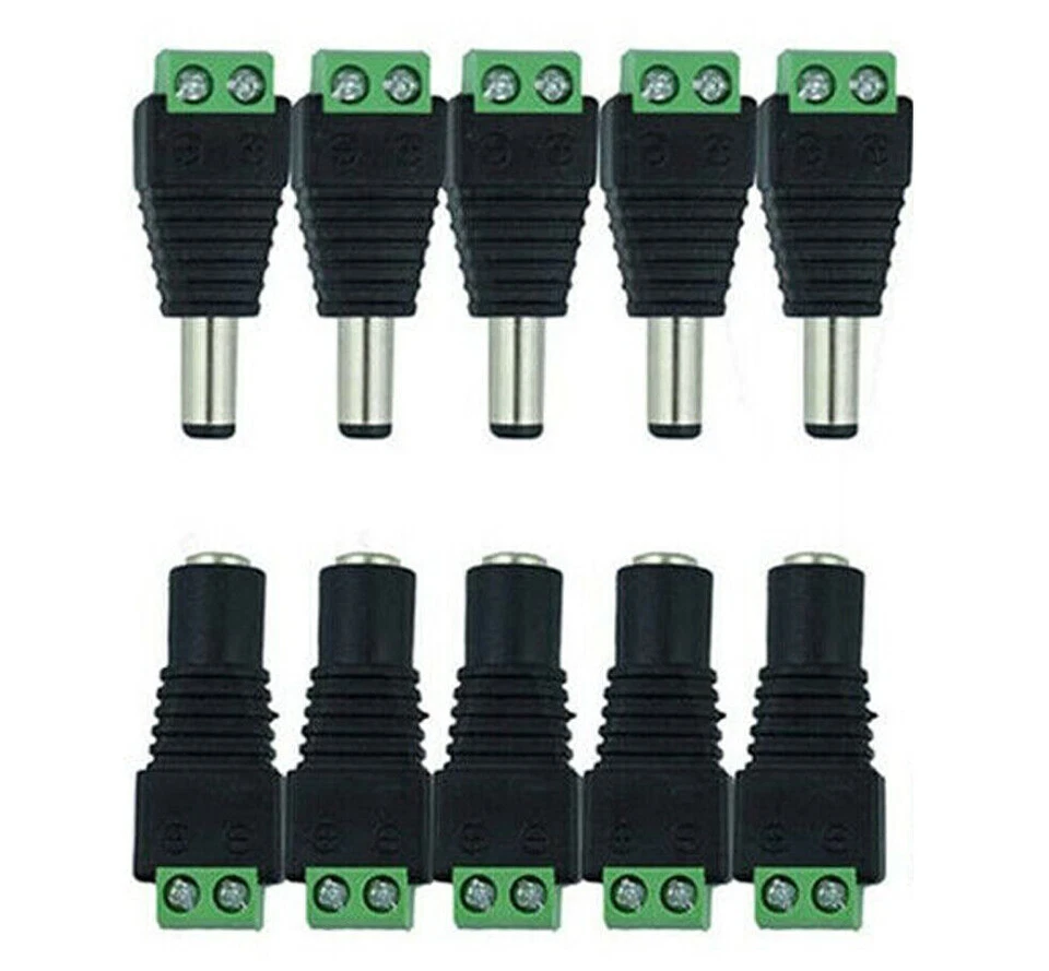 10pcs 12V DC Male Female Power Connector Adapter Plug Jack Socket For CCTV Cable - Green
