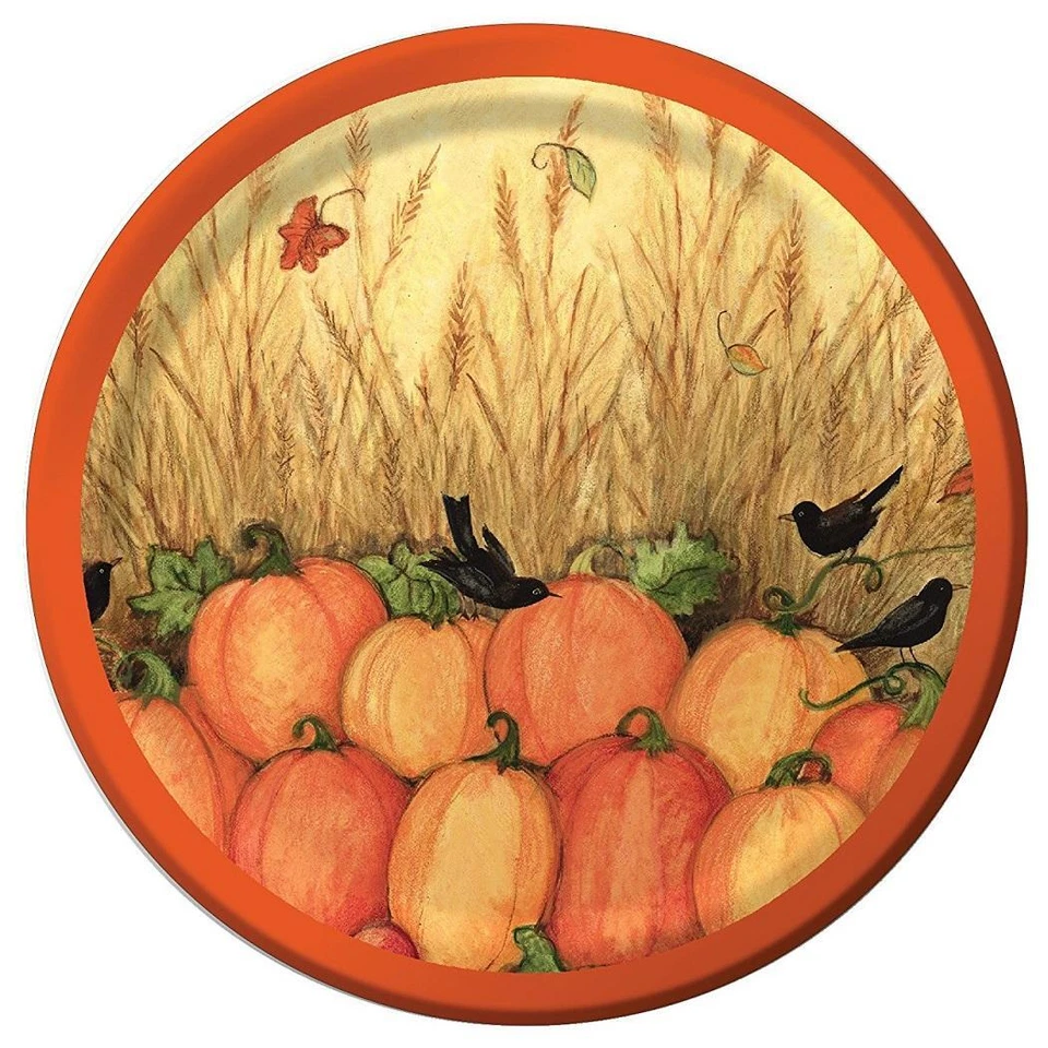 Fall Friends Scarecrow Pumpkin Thanksgiving Holiday Party 7" Dessert Plates - Image 1 of 1