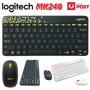 LOGITECH Wireless Keyboard Mouse Combo MK240 Optical Slim Silent 2.4GHz USB PC - Picture 1 of 14