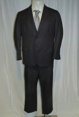 Traje Martin Greenfield a medida negro a rayas con dos botones 38S Foto 1 de 4