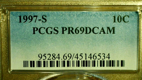 UNITED STATES--1997-S PCGS PR69DCAM ROOSEVELT DIME KM#195a Cover