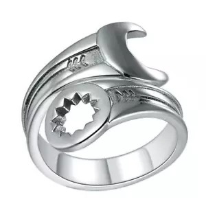 925 Solid Silver Ring Mens Key DIY Tool DIY Mechanic Mechanic - Picture 1 of 8