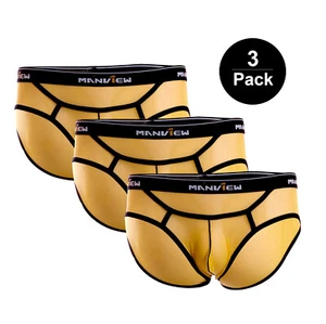 Herren Slip transparent Gelb 3 Pack Brief Unterhose Unterwäsche sexy Dessous Neu - Bild 1 von 4