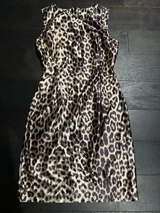 Abito bodycon donna vintage moda internazionale nero oro raso XS stampa leopardata - Foto 1 di 8