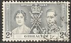 Duzik S: Gibraltar 1937 ""Krönung"" SG119 2d. grau-schwarz gebraucht (Nr. 5155)**