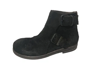 Marsell Womens BLACK Suede Leather BACK ZIP Flat Ankle Boots Size 37 / 7 ~ EUC - Picture 1 of 8