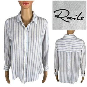 Rails Damen XS Top Leinenmischung Sydney Button Down Glitzer Streifen leicht - Bild 1 von 12