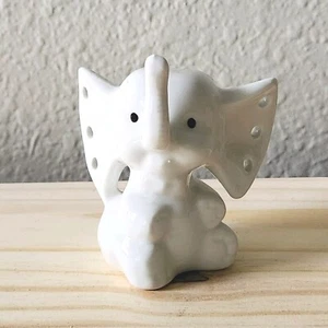 Vintage Ceramic Elephant Earring and Ring Holder Figurine Statue Trunk Up 3.25" - Picture 1 of 10