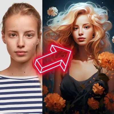 Custom Personalized Self Portrait Painting From Photo  Digital Gift Boyfriend - Image 1 of 4