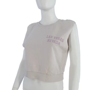 Zara Sleeveless Sweatshirt Top Cropped Blush Pale Pink LAS VEGAS NEVADA size S - Picture 1 of 10