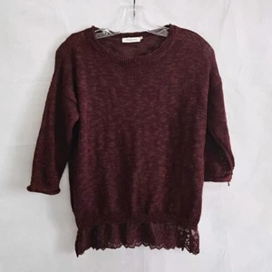 Blu Pepper Sweater Size Small S Burgundy Layered Look Semi-Sheer - Picture 1 of 11