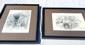 New Orleans Don Davey Black n White French Quarter Nights Framed Pencil Sketch - Picture 1 of 23