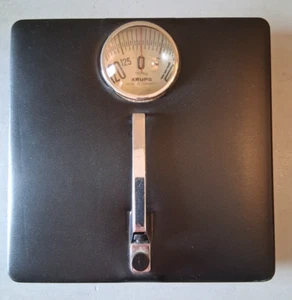 VTG Krups Mechanical Bathroom Scale Bubble Glass Black Made In Germany Kilograms - Picture 1 of 5