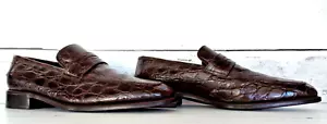 RARE! $1900+ SALVATORE FERRAGAMO Genuine Crocodile Alligator Loafers Boot Shoe 9 - Picture 1 of 10