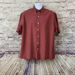 Brooks Brothers 346 Shirt Mens Size Large Red Plaid Button Front Short Sleeve - Picture 1 of 9
