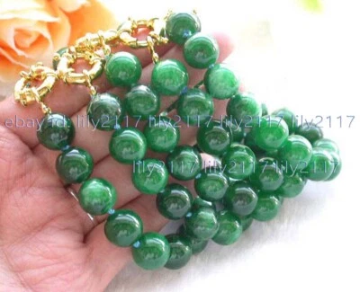 Atacado 5 fios pulseira de pedra preciosa redonda jade verde natural genuína 7,5"" - Imagem 1 de 4