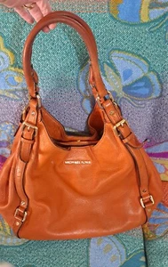 Vintage Michael Kors Bedford Soft Leather Satchel Purse- Orange - Picture 1 of 9