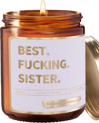 Best Sister Ever Scented Candle - Funny Birthday Gifts for 9 Oz,  - image 1 of 4