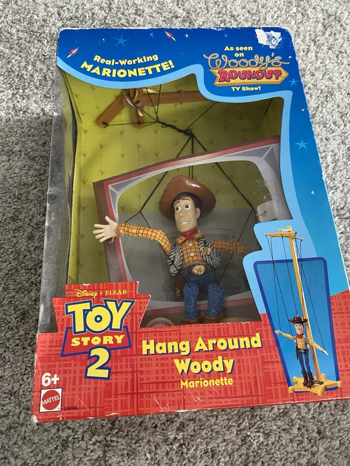 Muñeca marioneta leñosa vintage Toy Story 2 Woody's Roundup Hang Around marioneta Disney Foto 1 de 4