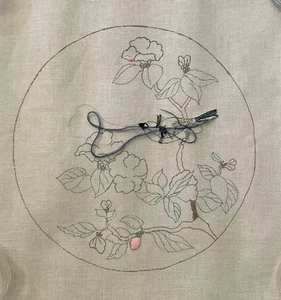 Needlepoint Canvas Line Drawn Canvas Congress Cloth 24 Ct 13" Diameter Bird - Picture 1 of 6