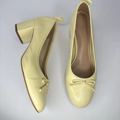 Maeve by Anthropologie amarillo mantecoso tacón bloque para mujer talla 8 elegante preppy Foto 1 de 4