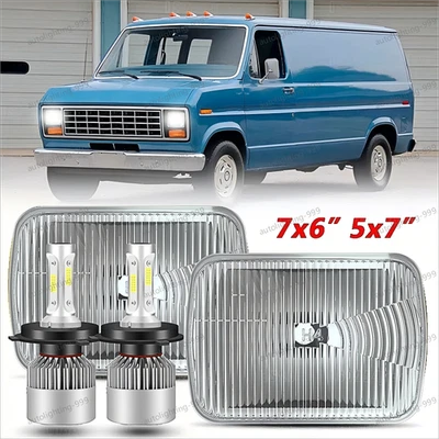 Par de faros LED de haz alto bajo 5x7 7x6" para Ford E-150 E-250 E-350 Econoline Foto 1 de 4